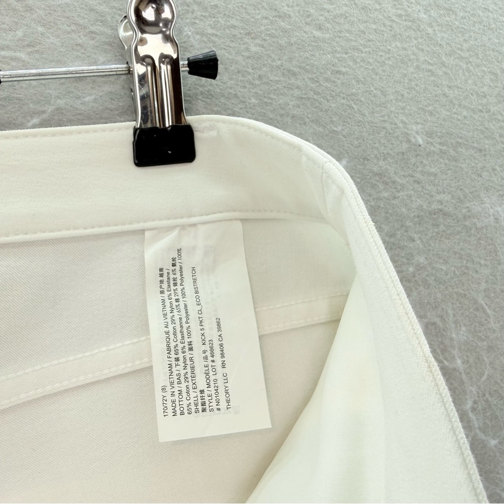 Theory - women’s white cotton blend regular waist straight cropped pants size 8 - Picture 5 of 5